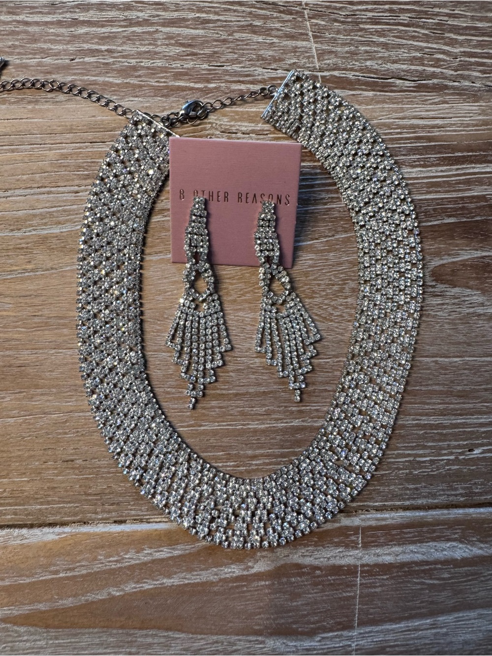 Rhinestone Collar and Chandelier Earrings